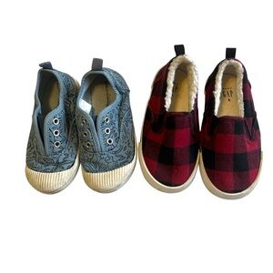 8 Toddler GAP Cat & Jack Kids Plaid and Print Slip-On Sneakers
